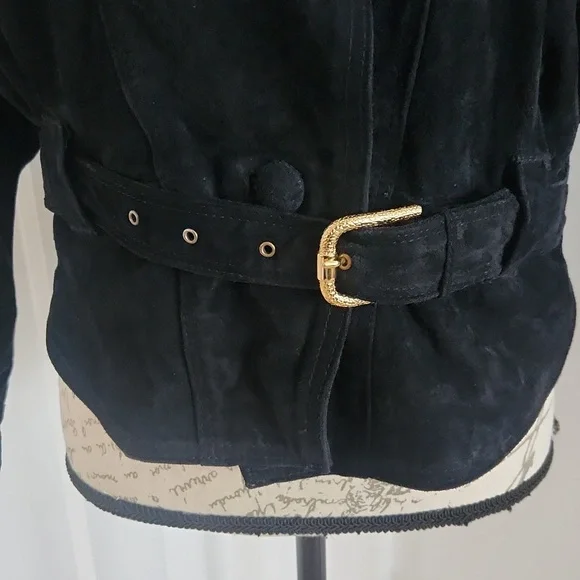 VERA PELLE VINTAGE SUEDE LEATHER CROPPED JACKET SIZE 42=10 usa - Picture 2 of 12